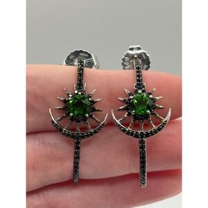 Rarities Carol Brodie Sterling Silver Black Spinel Chrome Diopside Earrings